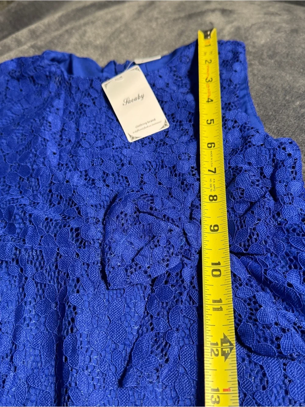 Saeaby Girls 6/7 Royal Blue Floral Lace Bow Party Dress NWT
